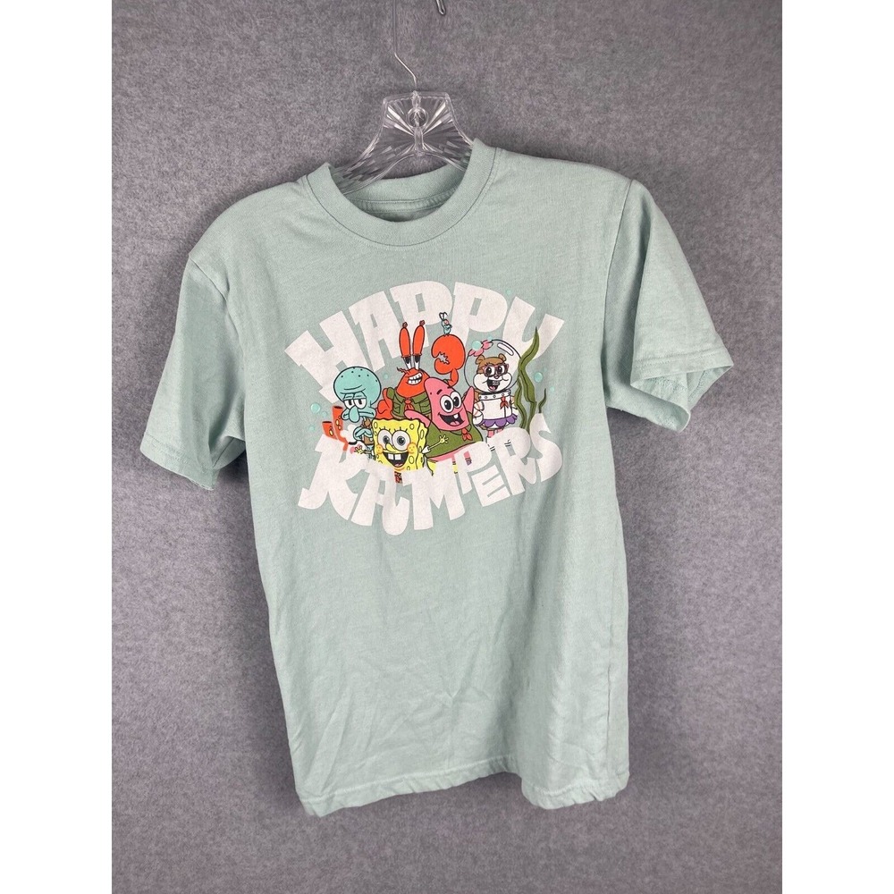 Nickelodeon SpongeBob SquarePants T Shirt Mens S Mint Green Happy Kampers Tee